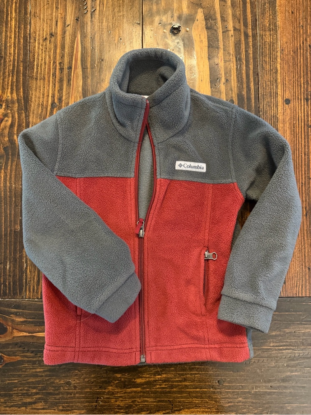 Columbia Kids Red and Gray Fleece Puffer Jacket